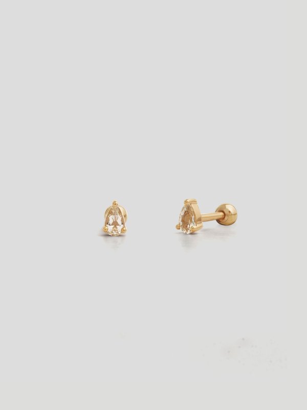 Vesper Ear Studs - White Topaz in Champagne Gold