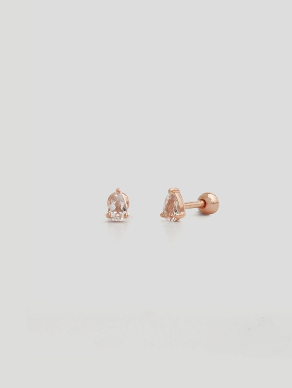 Vesper Ear Studs - White Topaz in Rose Gold