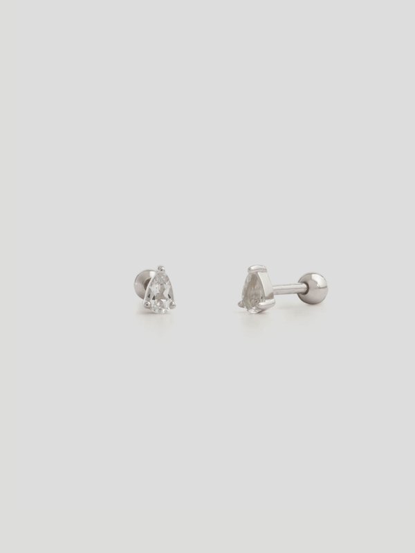 Vesper Ear Studs - White Topaz in Silver