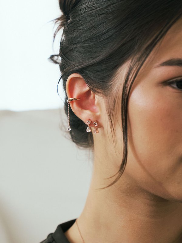 Winter Ear Cuff - White Topaz in Rose Gold (Single)