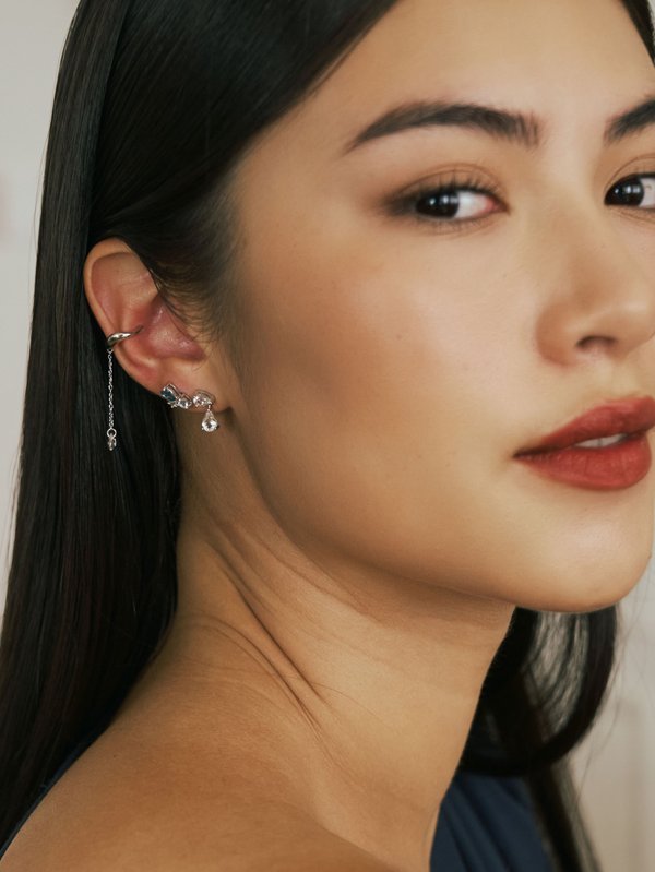 Winter Ear Cuff - White Topaz in Silver (Single)