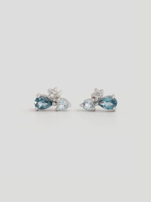 Willow Ear Studs - Sky Blue Topaz in Silver