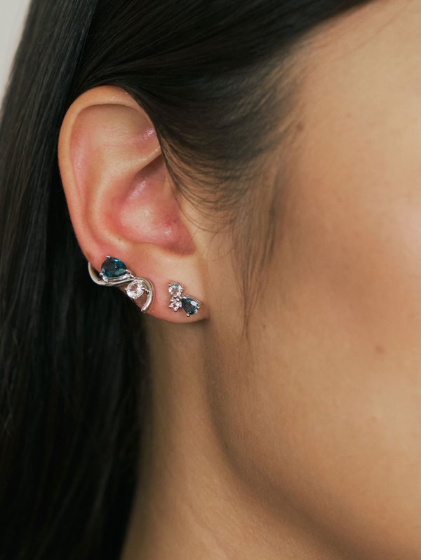 Willow Ear Studs - Sky Blue Topaz in Silver