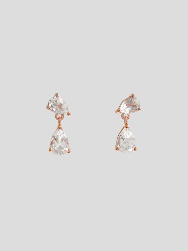 Whisper Ear Studs - White Topaz in Rose Gold