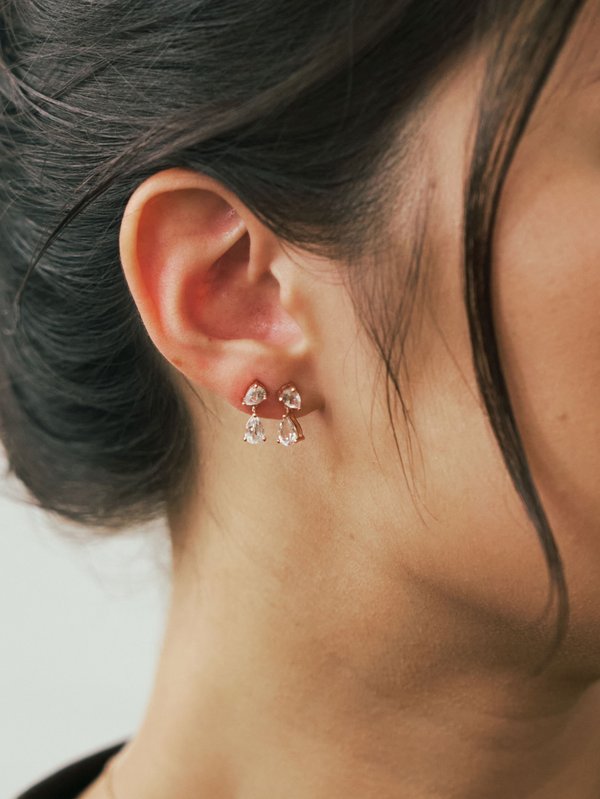 Whisper Ear Studs - White Topaz in Rose Gold