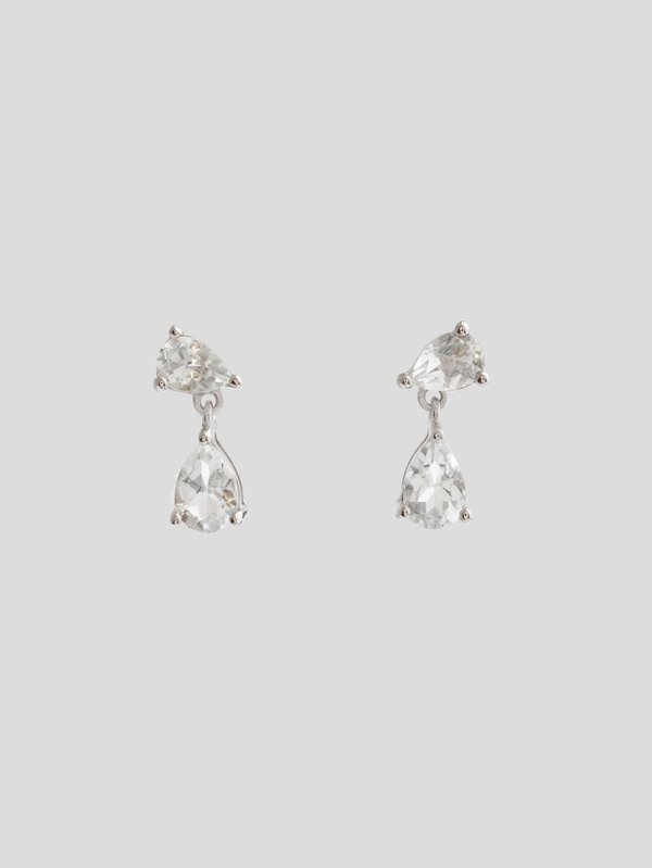 Whisper Ear Studs - White Topaz in Silver