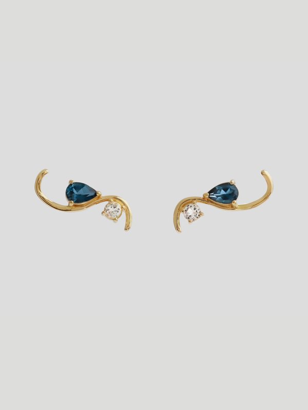 Wisteria Earrings - London Blue Topaz in Champagne Gold