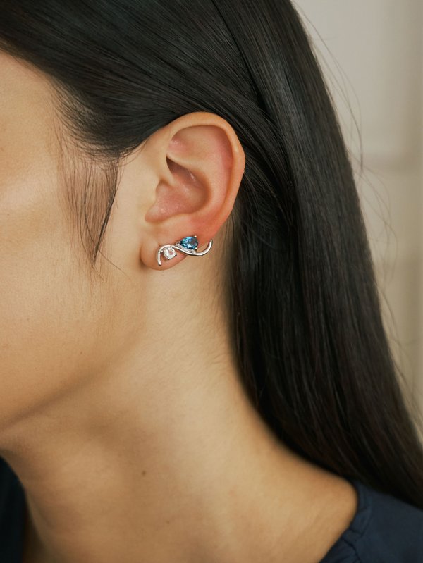 Wisteria Earrings - London Blue Topaz in Silver