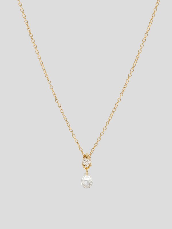 Winter Necklace - White Topaz in Champagne Gold