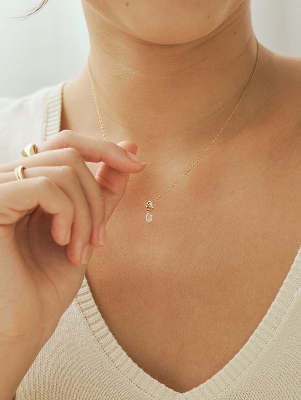 Winter Necklace - White Topaz in Champagne Gold