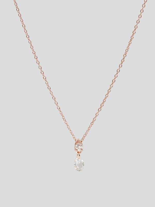 Winter Necklace - White Topaz in Rose Gold