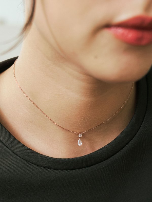Winter Necklace - White Topaz in Rose Gold
