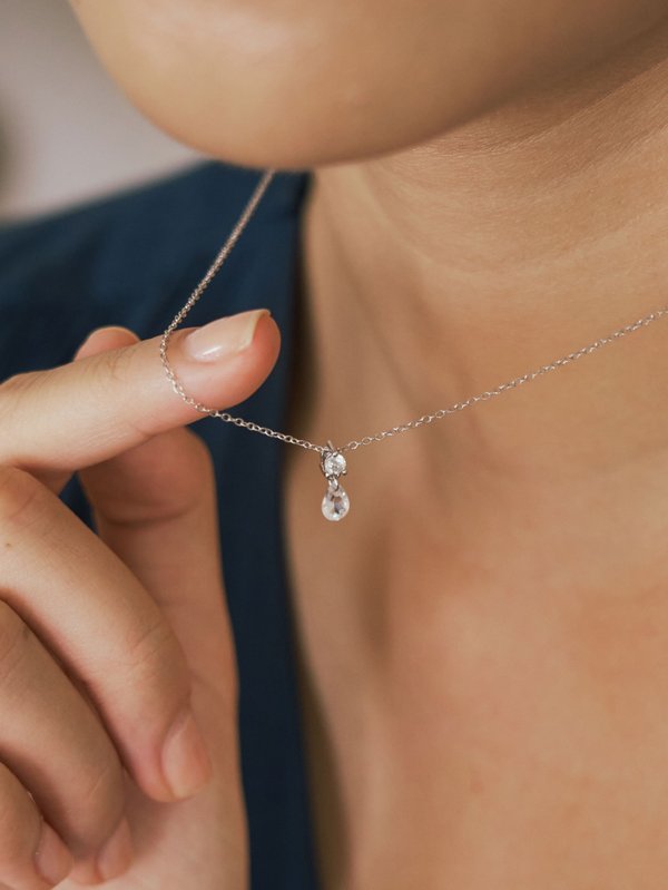 Winter Necklace - White Topaz in Silver