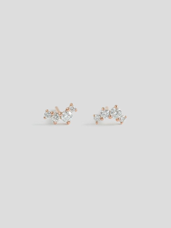 Stardust Ear Studs - Diamonds in 14k Rose Gold