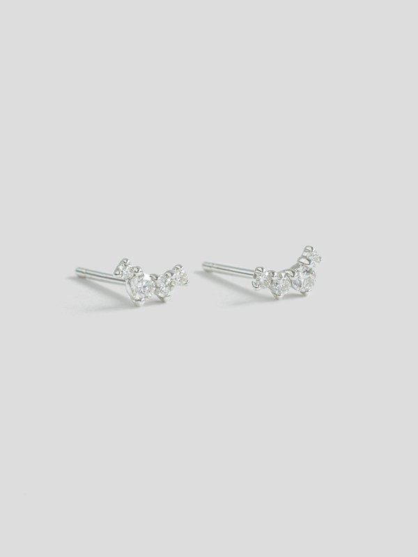 Stardust Ear Studs - Diamonds in 14k White Gold