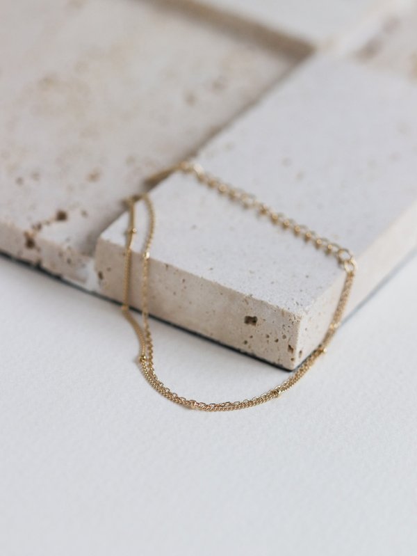 Satellite Layered Bracelet - Double Chain in Champagne Gold