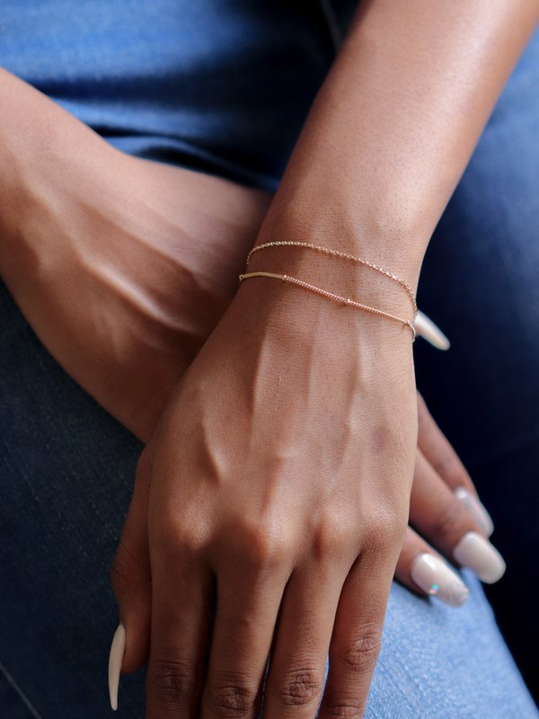Satellite Layered Bracelet - Double Chain in Rose Gold