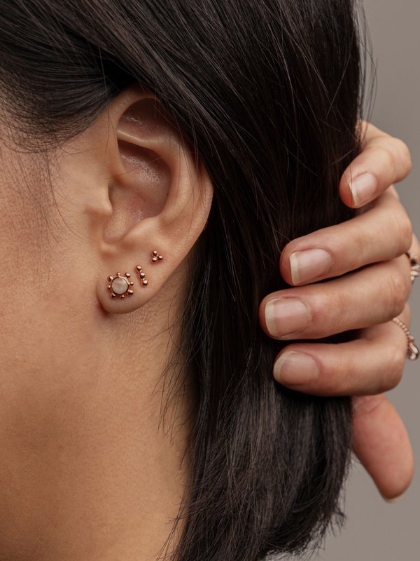 3-Dot Ear Studs in Rose Gold