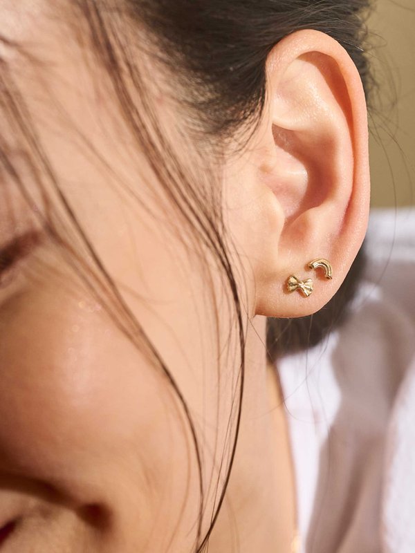 Pasta Ear Studs in Champagne Gold