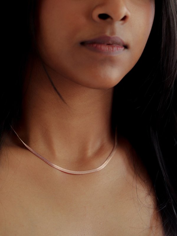 Herringbone Necklace in Rose Gold