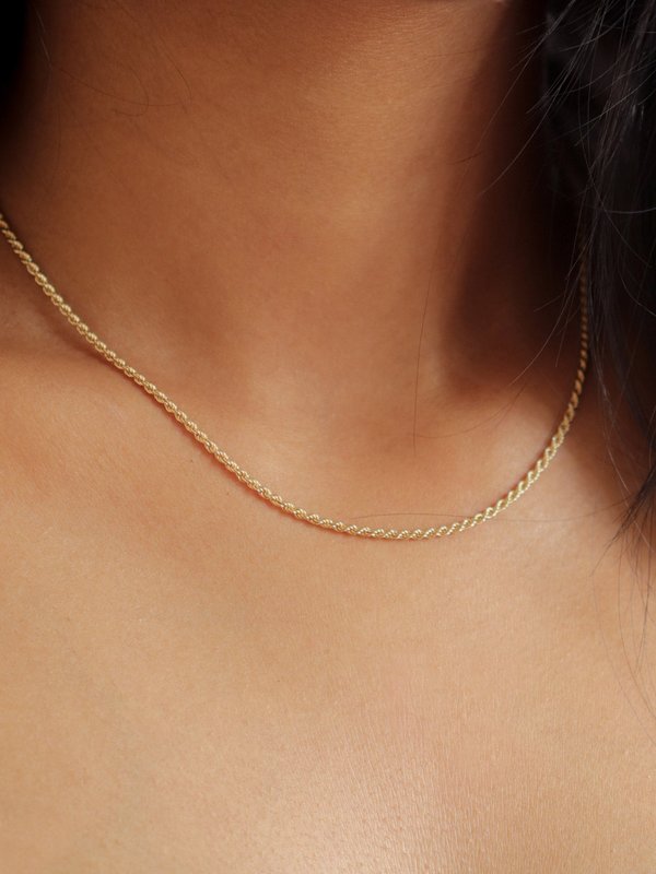 Twist Rope Necklace in Champagne Gold