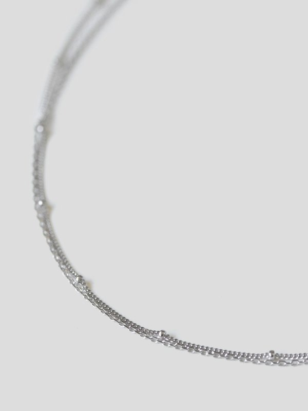 Satellite Layered Necklace - Double Chain in Silver