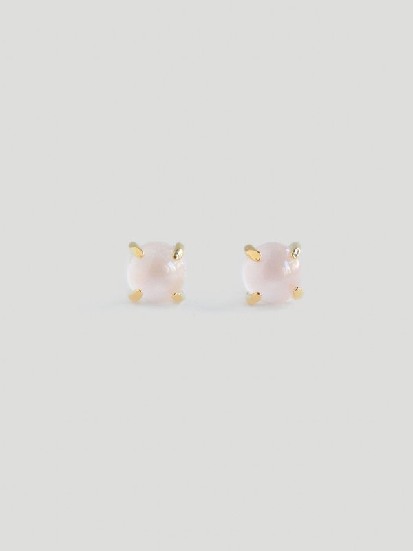 Basic Ear Studs - Rose Quartz in Champagne Gold