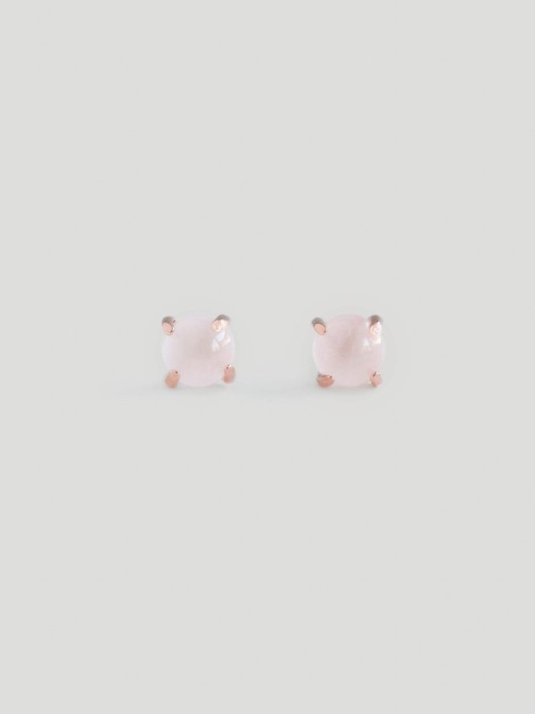 Basic Ear Studs - Rose Quartz in Rose Gold