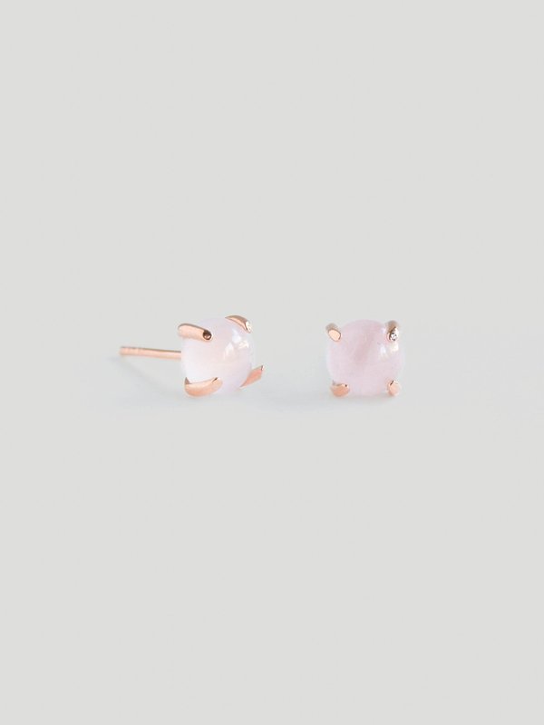 Basic Ear Studs - Rose Quartz in Rose Gold