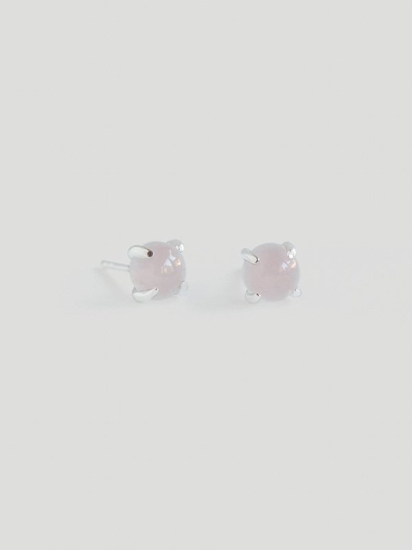 Basic Ear Studs - Rose Quartz in Silver