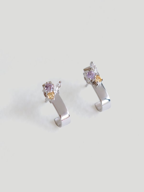 Marie 2Way Earrings - Amethyst in Silver