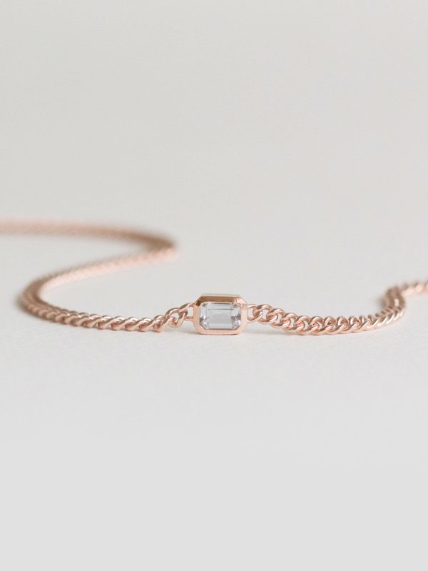 1940 Necklace - White Topaz in Rose Gold