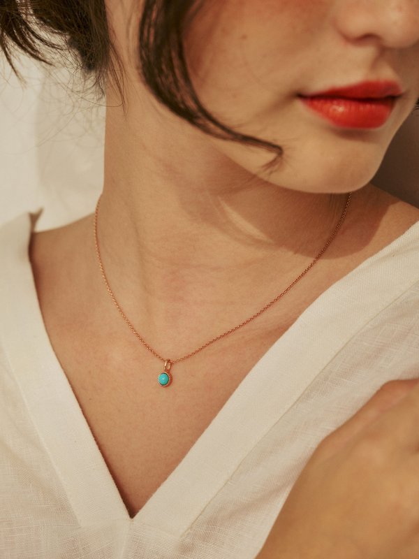 Nyssa Necklace - Blue Turquoise in Rose Gold