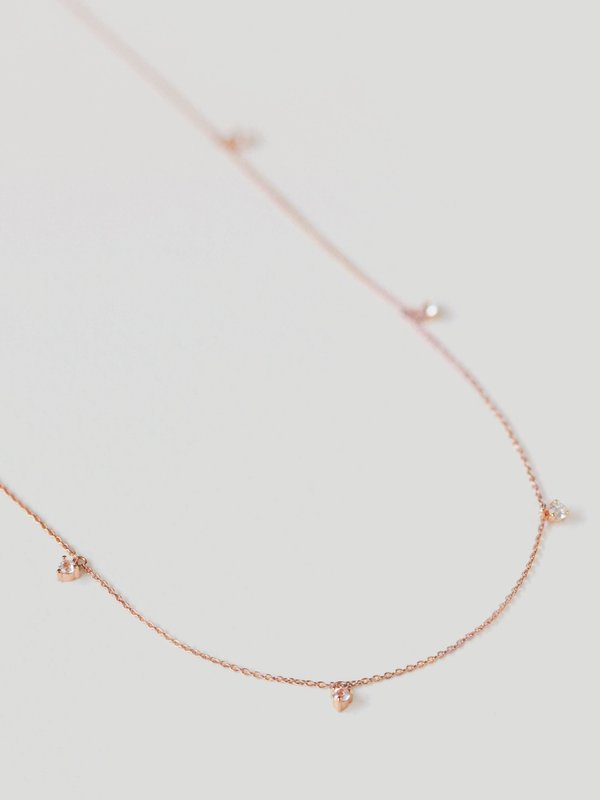 Mae Necklace - White Topaz in Rose Gold