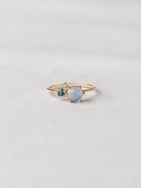 Jayne Ring - Blue Chalcedony in Gold