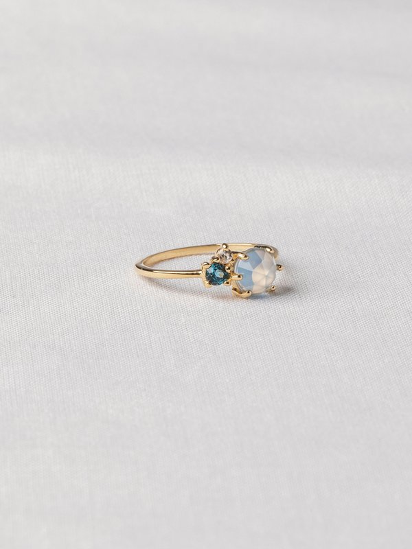Jayne Ring - Blue Chalcedony in Gold