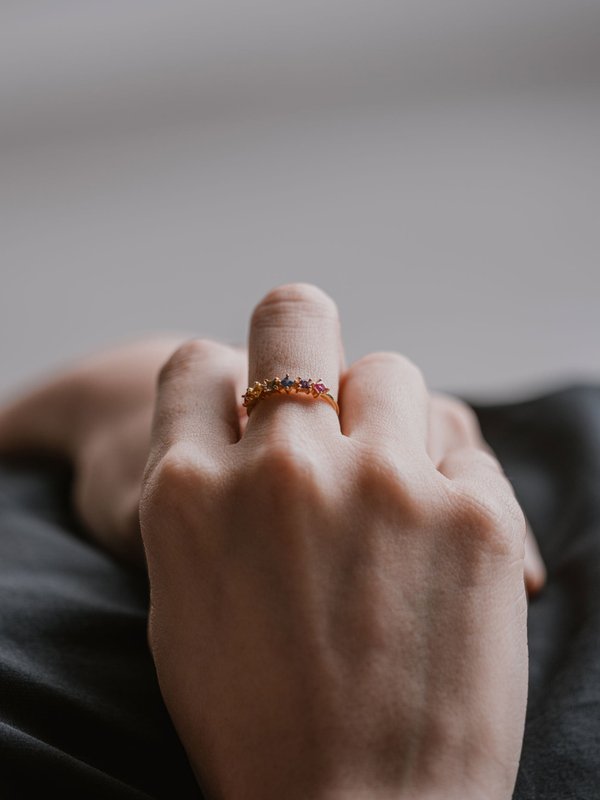 Konfetti Ring - Multi Colored Sapphire and Ruby in Rose Gold