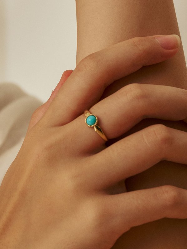Nyssa Ring - Blue Turquoise in Champagne Gold