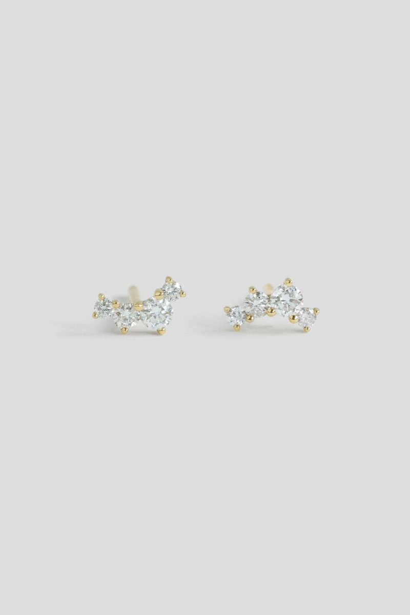 Stardust 14K Gold Ear Studs with Diamonds