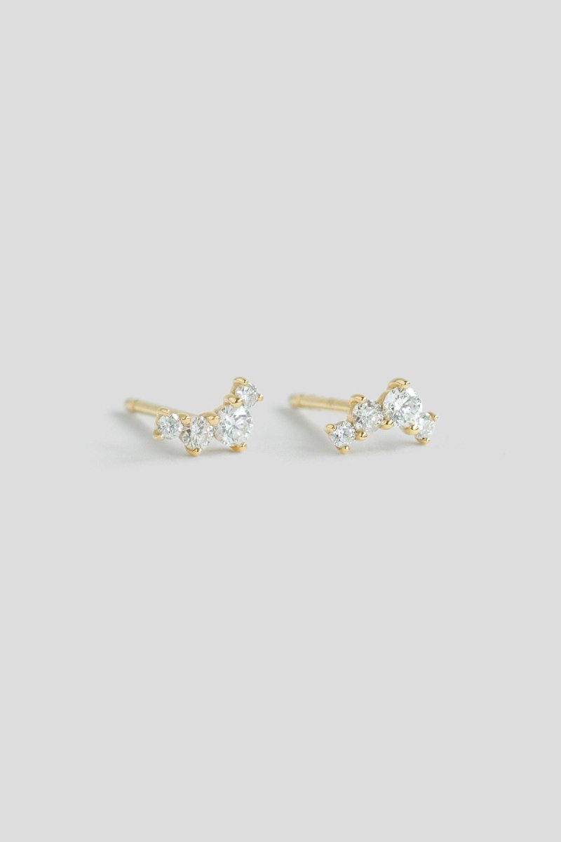 Stardust 14K Gold Ear Studs with Diamonds