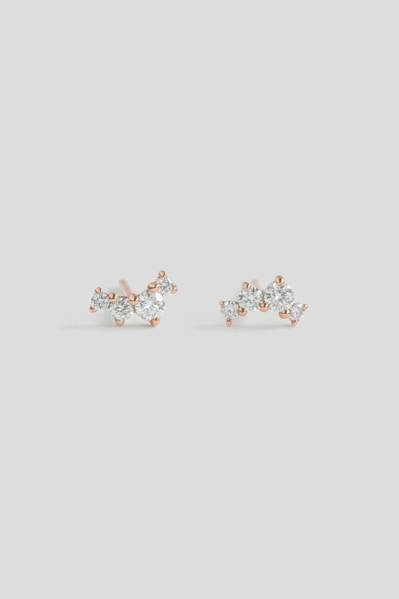 Stardust 14K Rose Gold Ear Studs with Diamonds