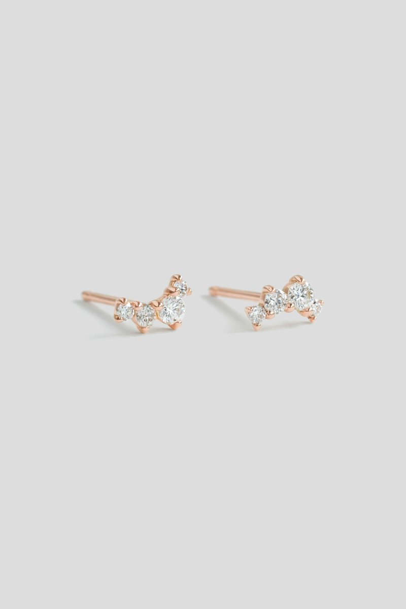 Stardust 14K Rose Gold Ear Studs with Diamonds