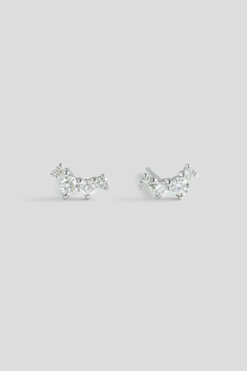 Stardust 14K White Gold Ear Studs with Diamonds