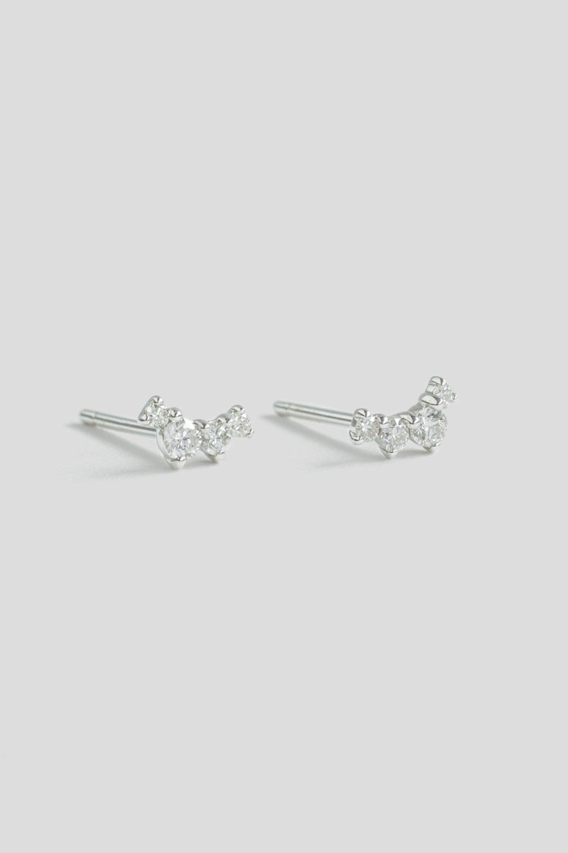 Stardust 14K White Gold Ear Studs with Diamonds