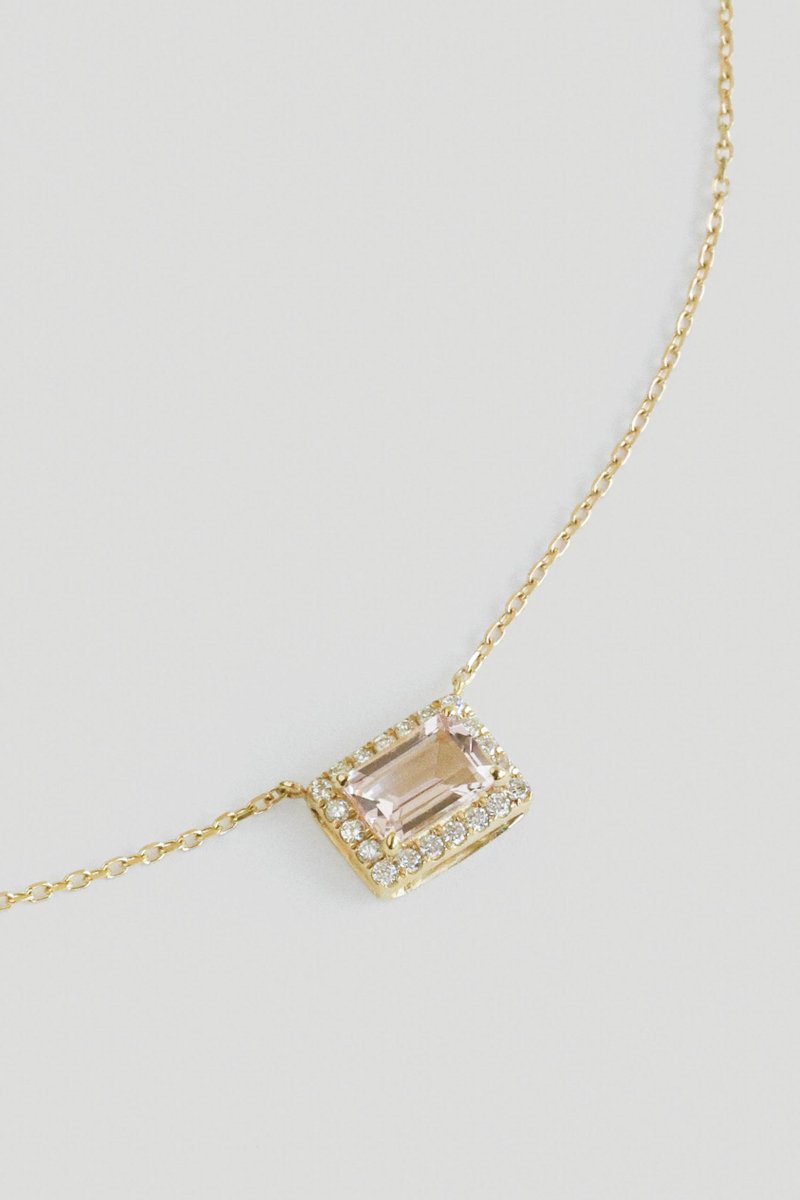 Gemme 14K Gold Necklace with Morganite & Diamond