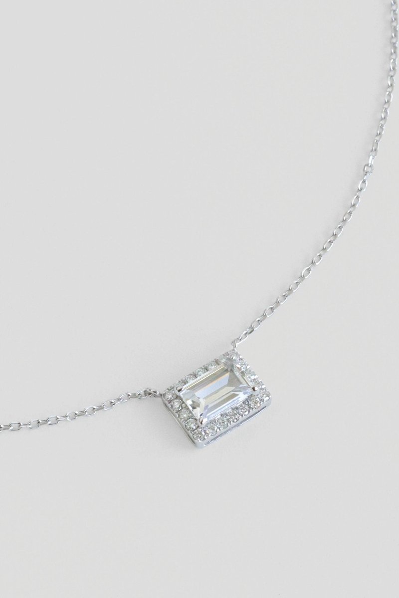 Gemme 14K White Gold Necklace with White Topaz & Diamond