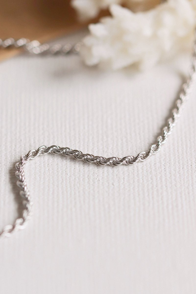 Twist Rope Silver Necklace