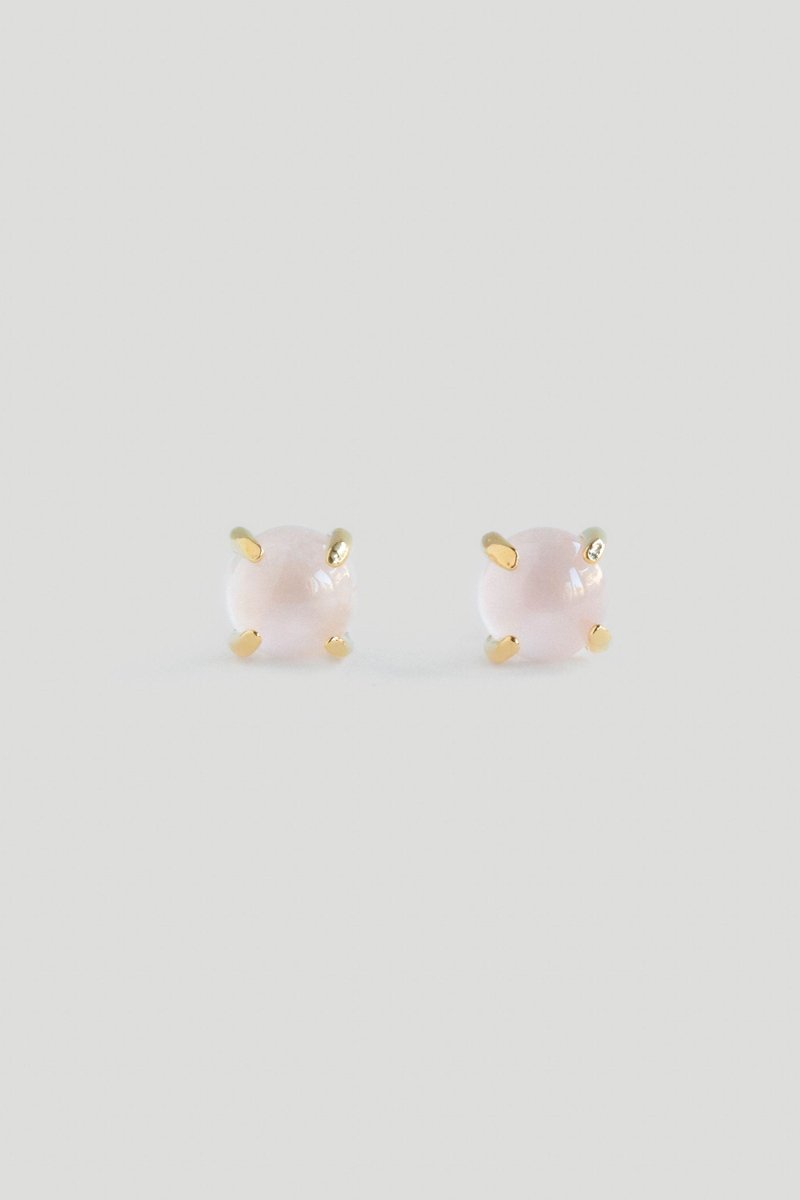 Basic Gold Ear Studs with Rose Quartz