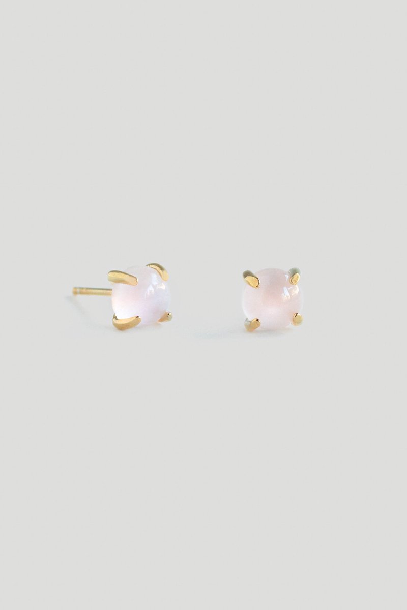 Basic Gold Ear Studs with Rose Quartz