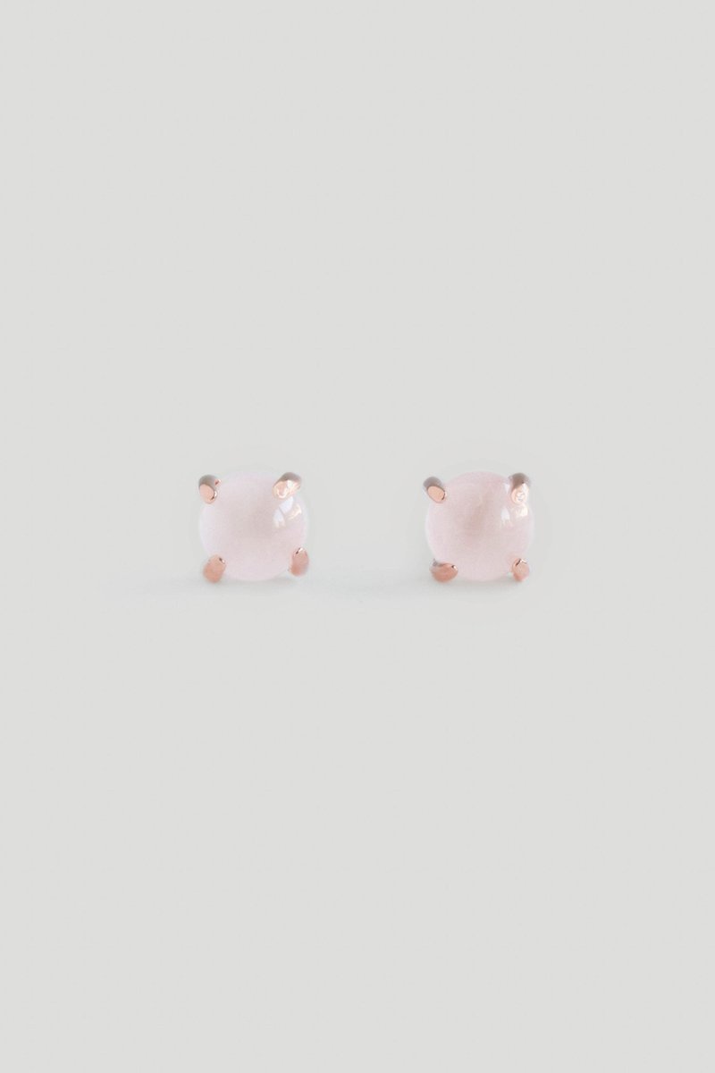 Basic Rose Gold Ear Studs with Rose Quartz